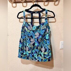 Lands End, Navy Paisley tankini 16W